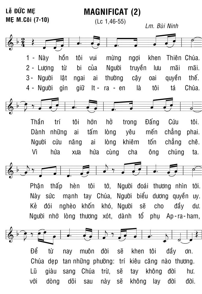 Magnificat 2 Lc 1 Bùi Ninh Nguyên Thoại