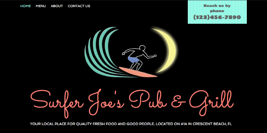 Surfer Joe s Pub Grill your local place for QUALITY Fresh Food and Good People Located on A1a in crescent beach FL