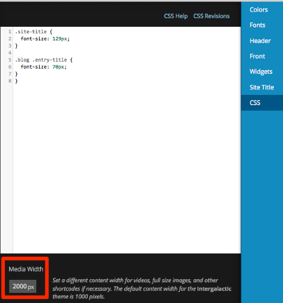 Customize Intergalactic WordPress 4