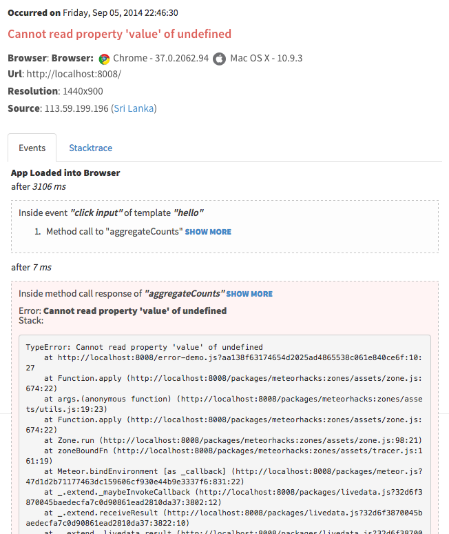 Kadira Error Tracking improved using Zones