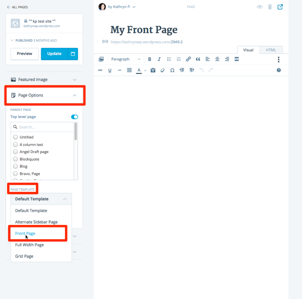 Edit Page kp test site WordPress com