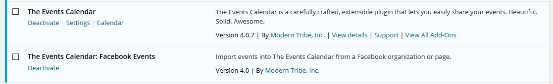 Tribe active plugins
