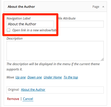 Menus Alfred Mielacher WordPress