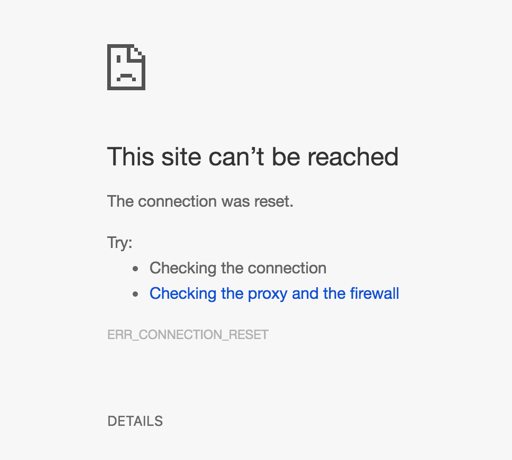 Site Cannot Be Reached Connection Reset