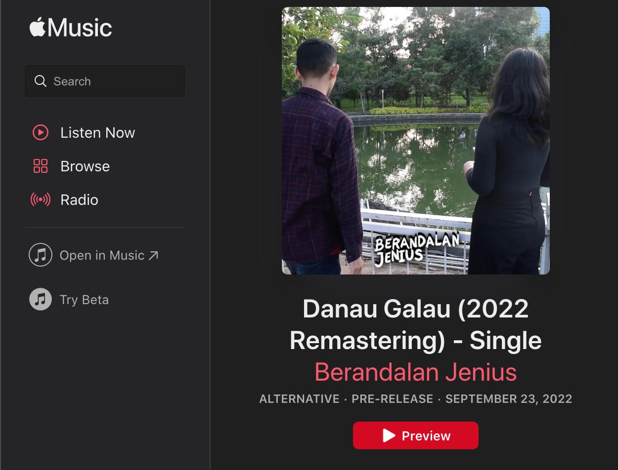 Pre-Order "Danau Galau - 2022 Remastering" di Apple Music