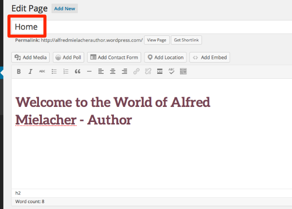 Edit Page Alfred Mielacher WordPress 1