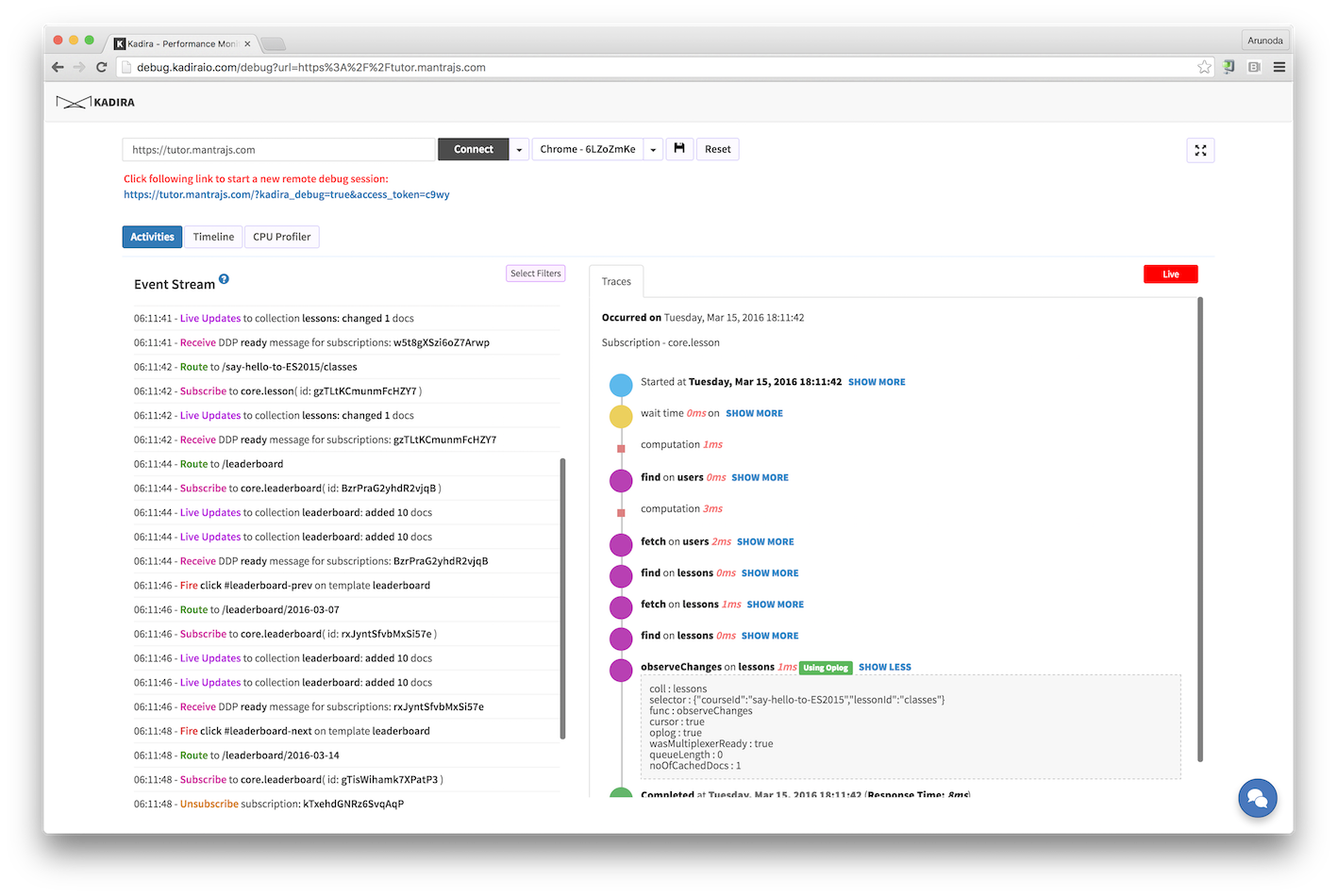 Monti APM Debug - Full Stack Debugging Solution for Meteor