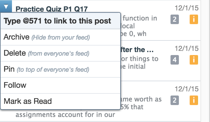 Hover over a question in the sidebar to get its reference number