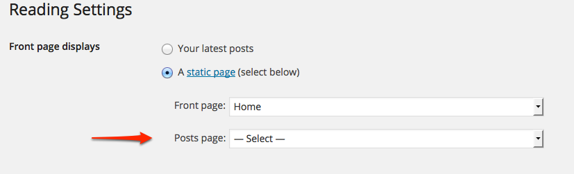 Reading Settings WordPress