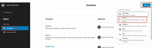 Templates Self hosted Test WordPress