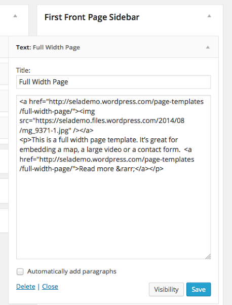 Widgets Sela WordPress