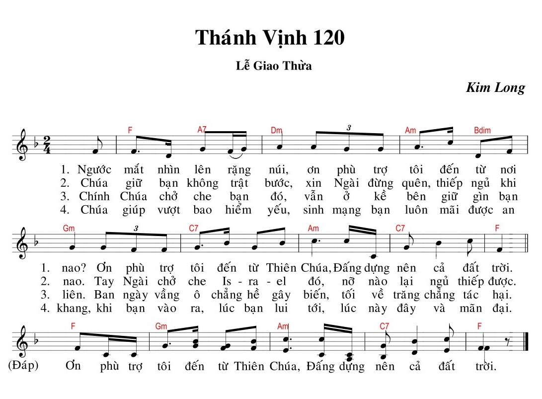 7. Các tài liệu và bài hát liên quan đến Thánh Vịnh 120