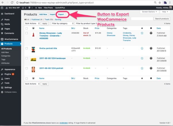 2017 08 30 WooCommerce Export Button