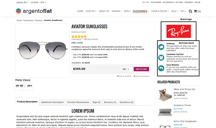 Argento Flat Product Page