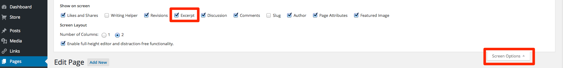 Edit Page CMC WordPress