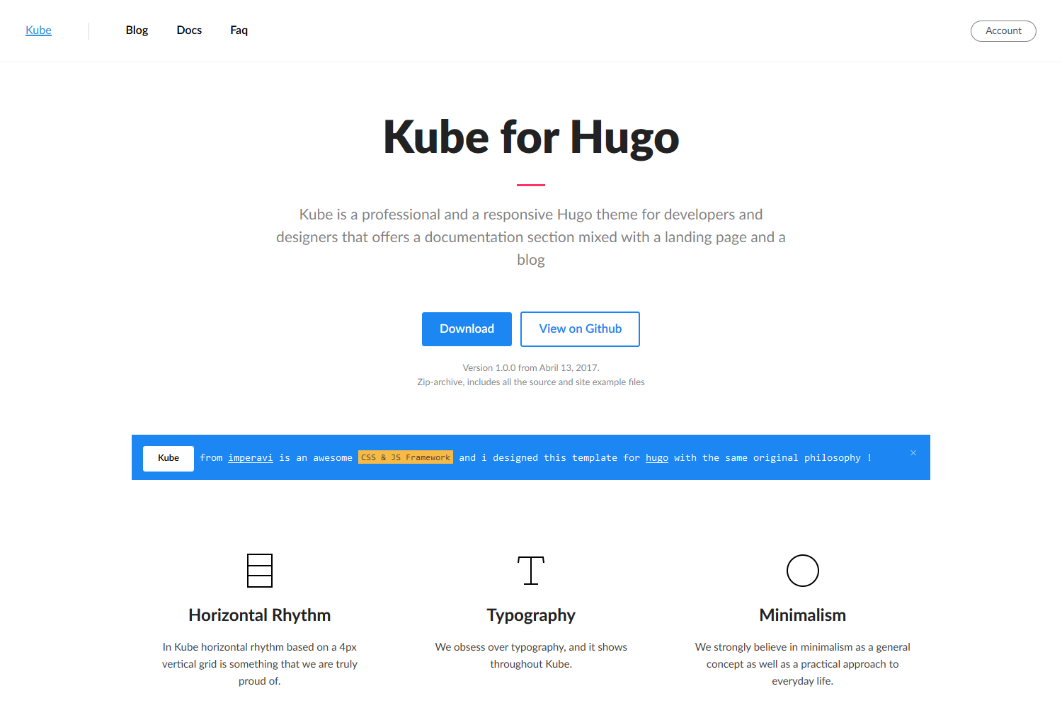 kube hugo landingPage