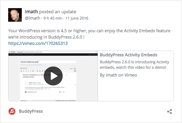 <?php esc_html_e( 'Embed activities into your WordPress posts or pages.', 'buddypress' ); ?>