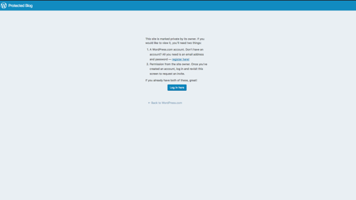 Protected Blog Log in Private Browsing