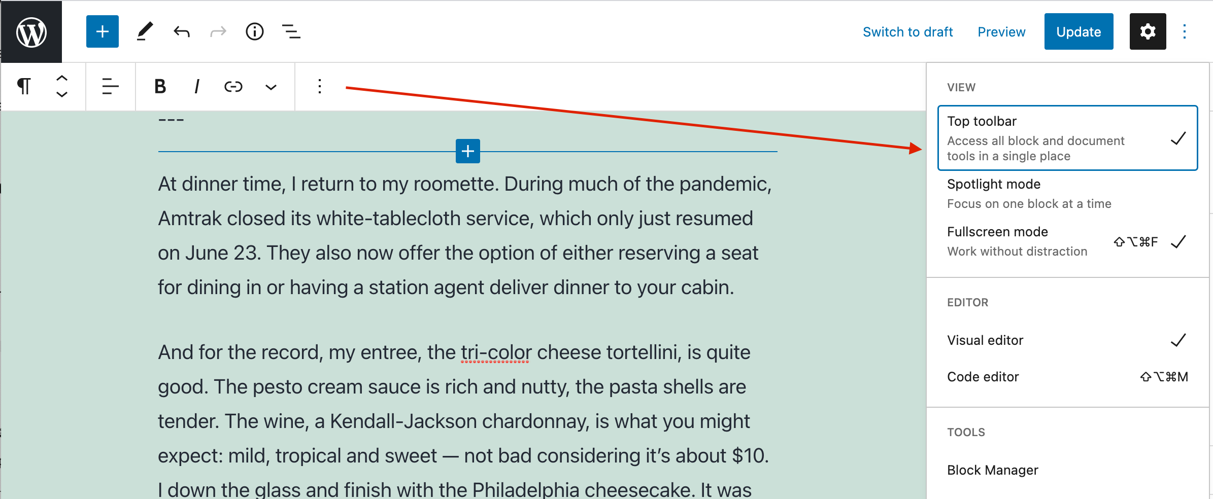 Edit toolbar disappears after scrolling down a page