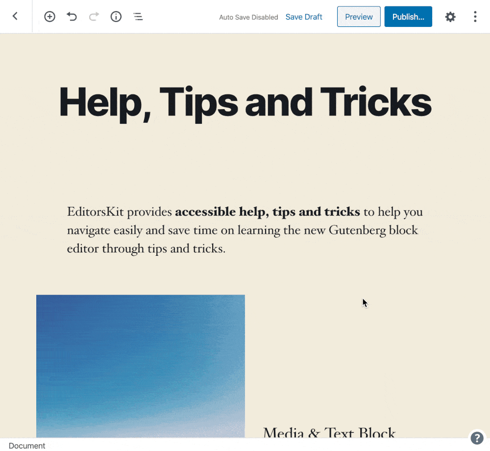 Gutenberg block editor help tips and tricks