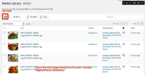 Media Library IEATBUTTONS WordPress