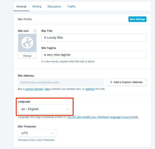 Site Settings A Lovely Site WordPress com