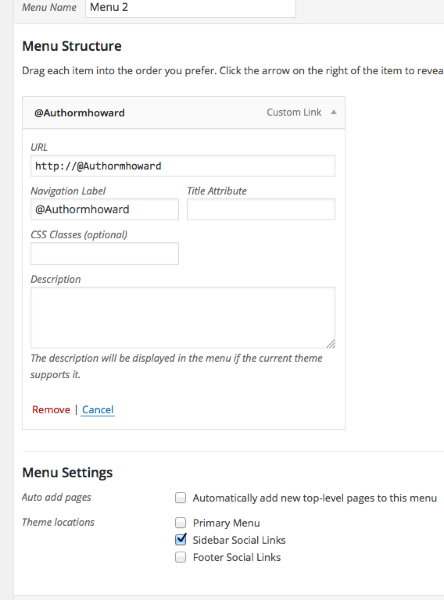 Menus Melissa Howard WordPress