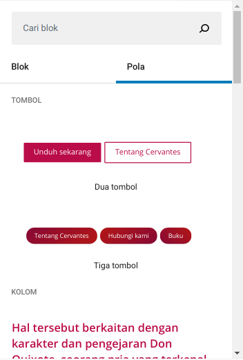 Blok pola pada WordPress 5.5