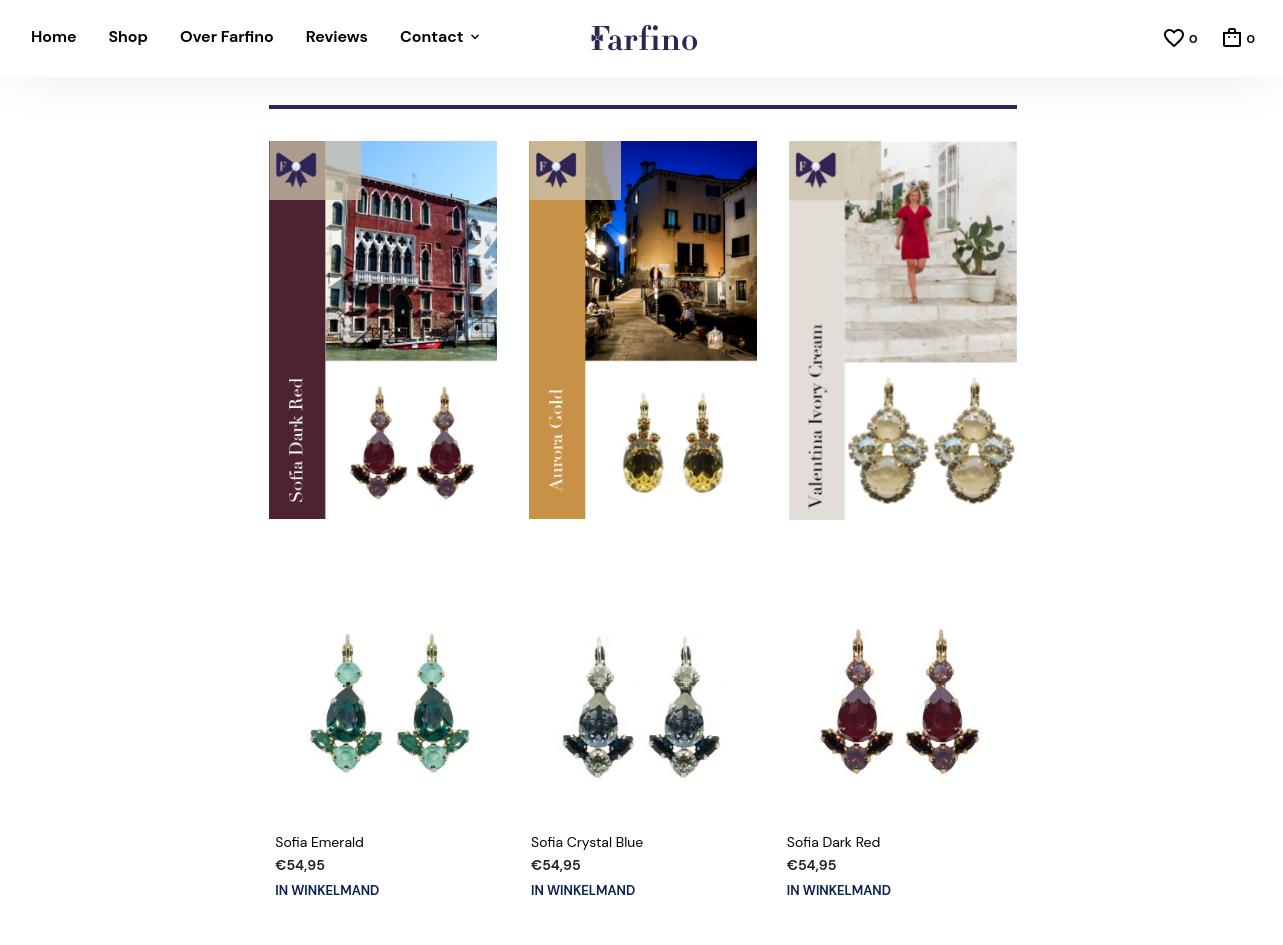 Home page of farfino.nl showing two blocks of three column of images