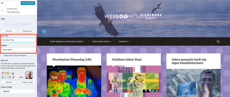 Customize Test Site Title Test tagline