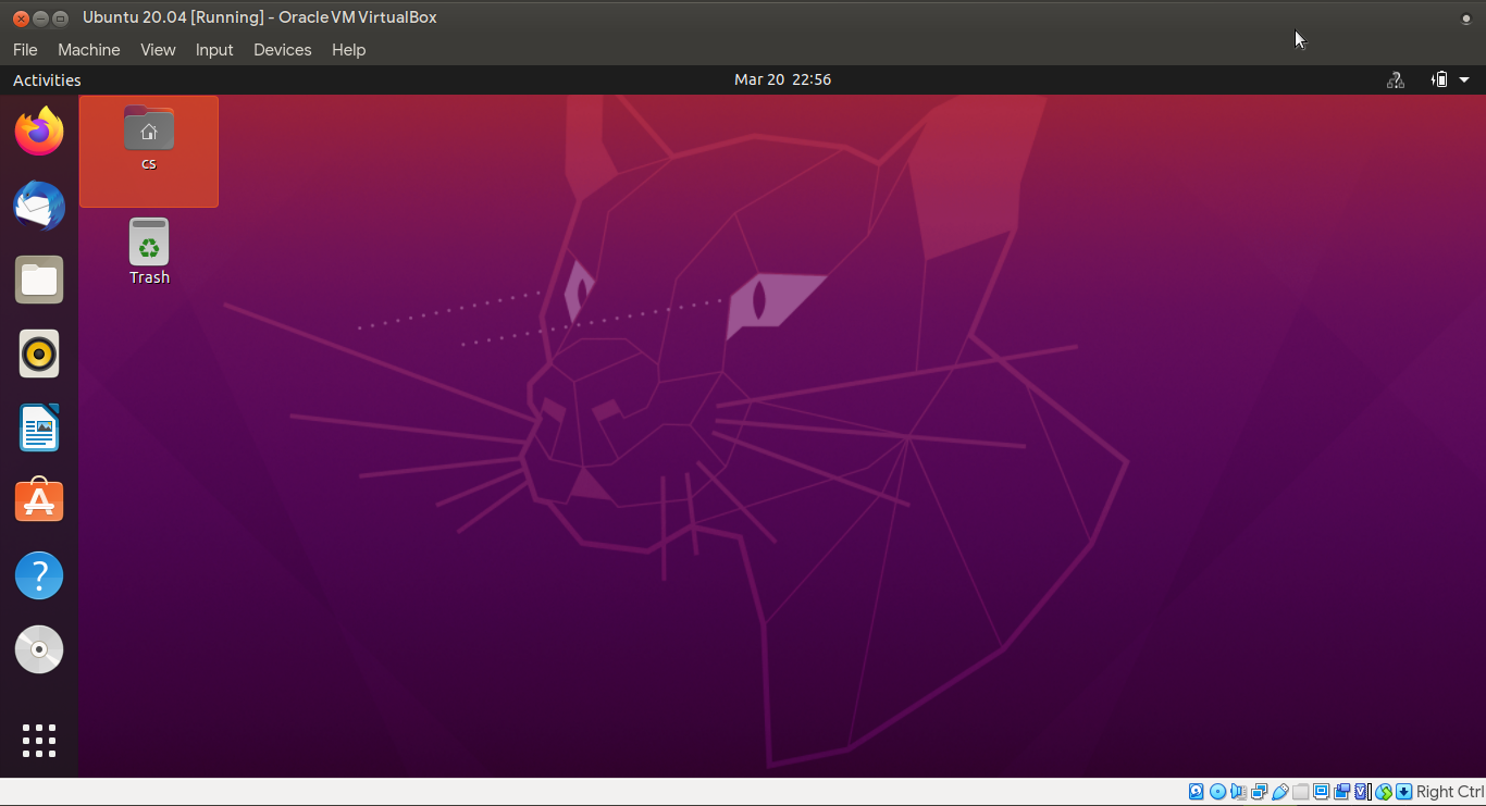 Tampilan desktop utama Ubuntu 20.04
