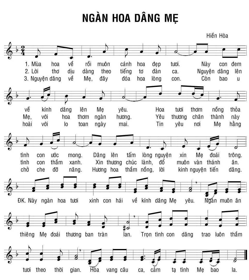 Ngàn Hoa Dâng Mẹ – Hiền Hòa. – Nguyên Thoại