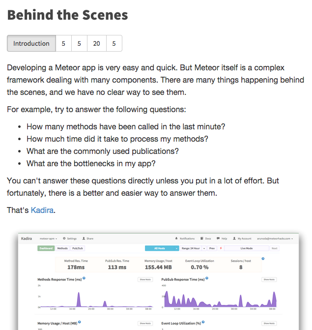 GitHub - bulletproof-meteor/bullet-kadira: Behind the Scenes in Meteor