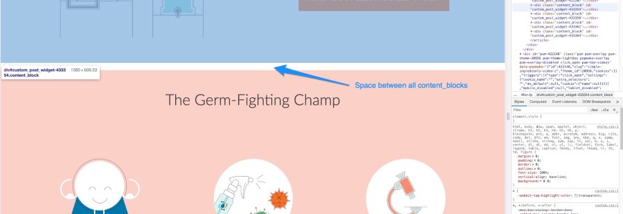 Space between content blocks