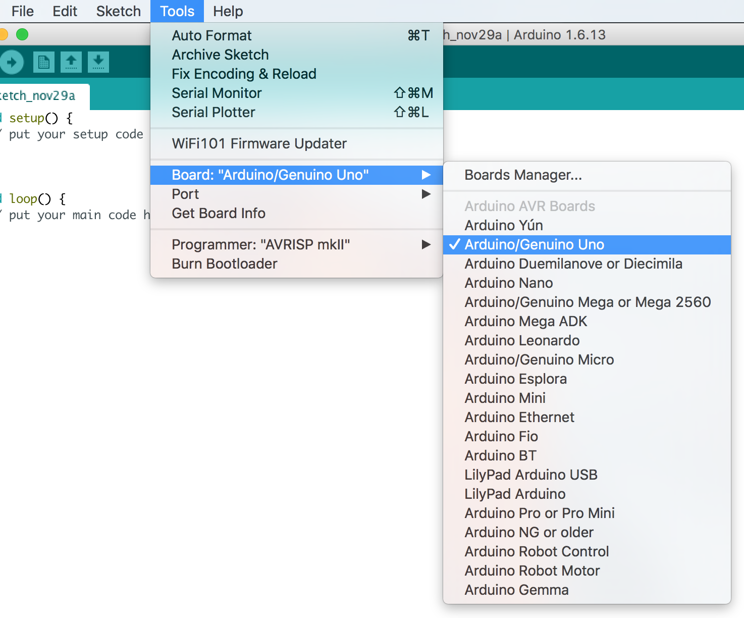 Tools/Board/ArduinoUNO