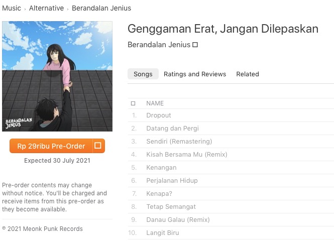 Pre-Order Album Genggaman Erat, Jangan Dilepaskan