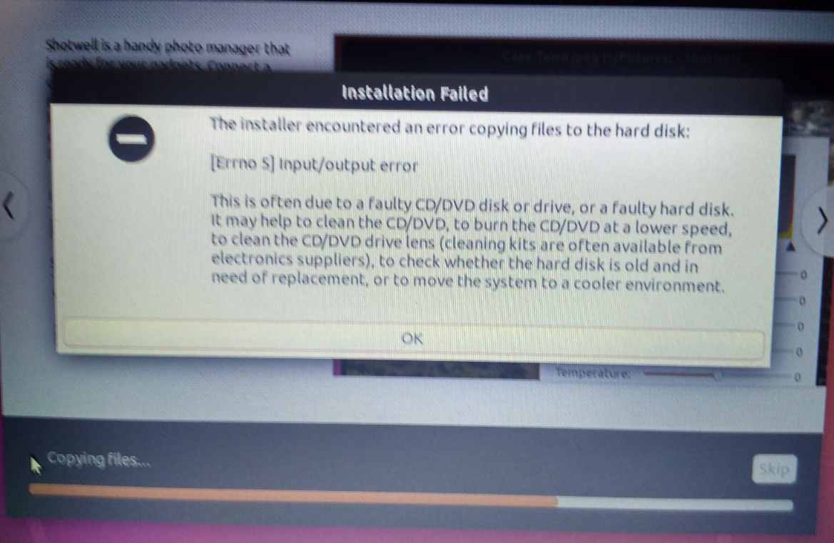 Has encountered a problem. The Setup Controller has encountered a problem during install.
