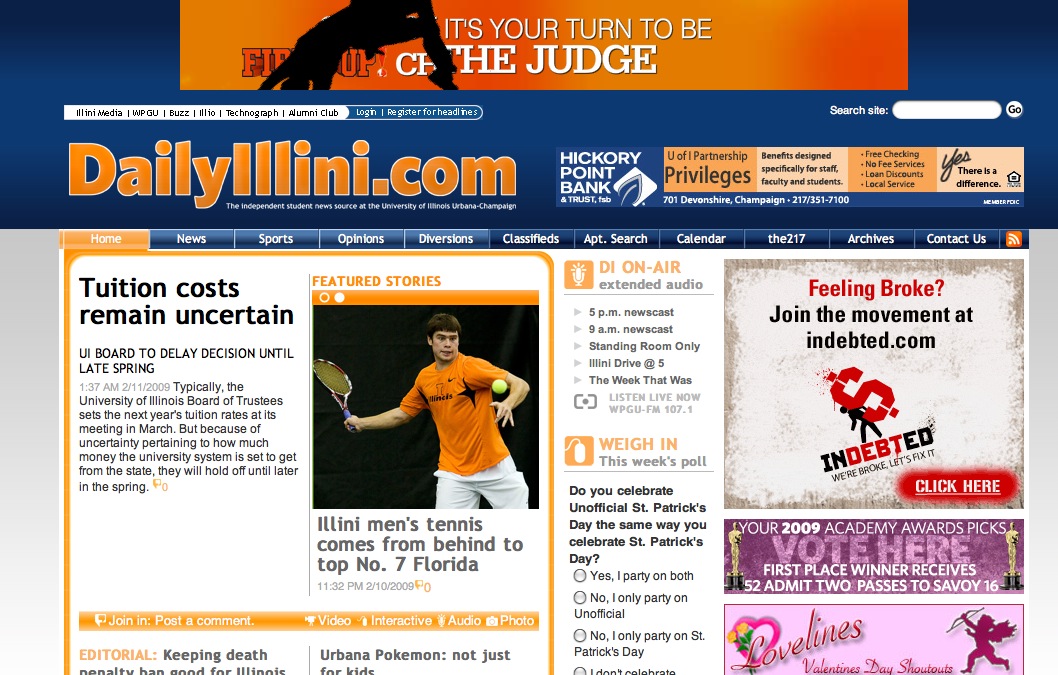 The College Publisher site, The Daily Illini, is frequently referred to as the best designed CP site.