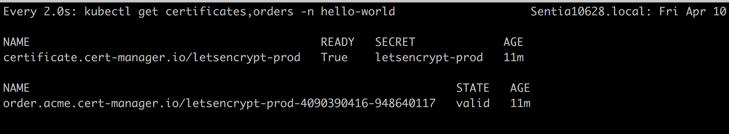 Order and certificate Order and certificate